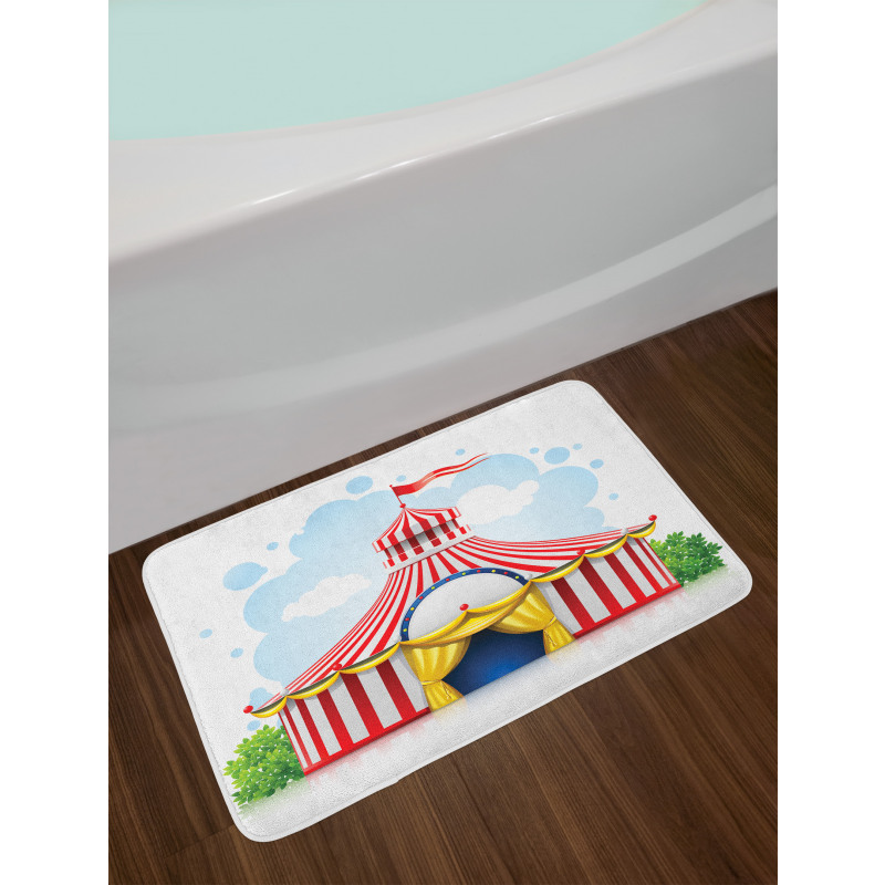 Striped Tent with Flag Bath Mat