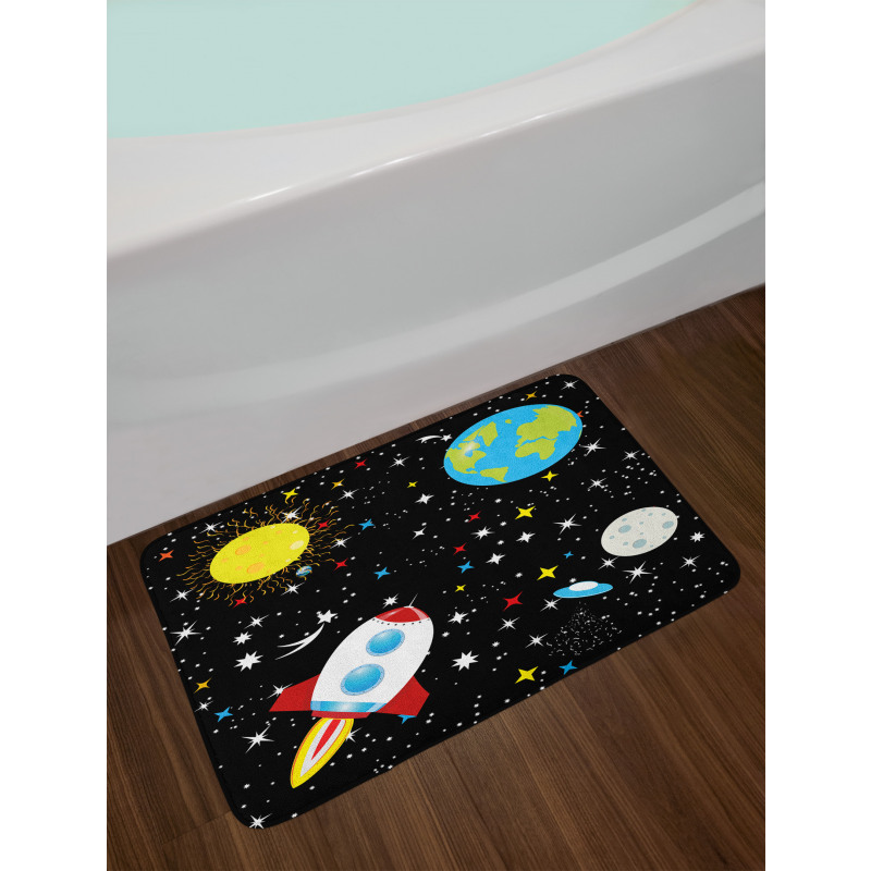 Stars Earth Moon Rocket Bath Mat