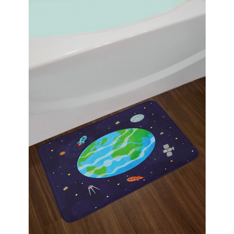 Celestial Cartoon Earth Bath Mat