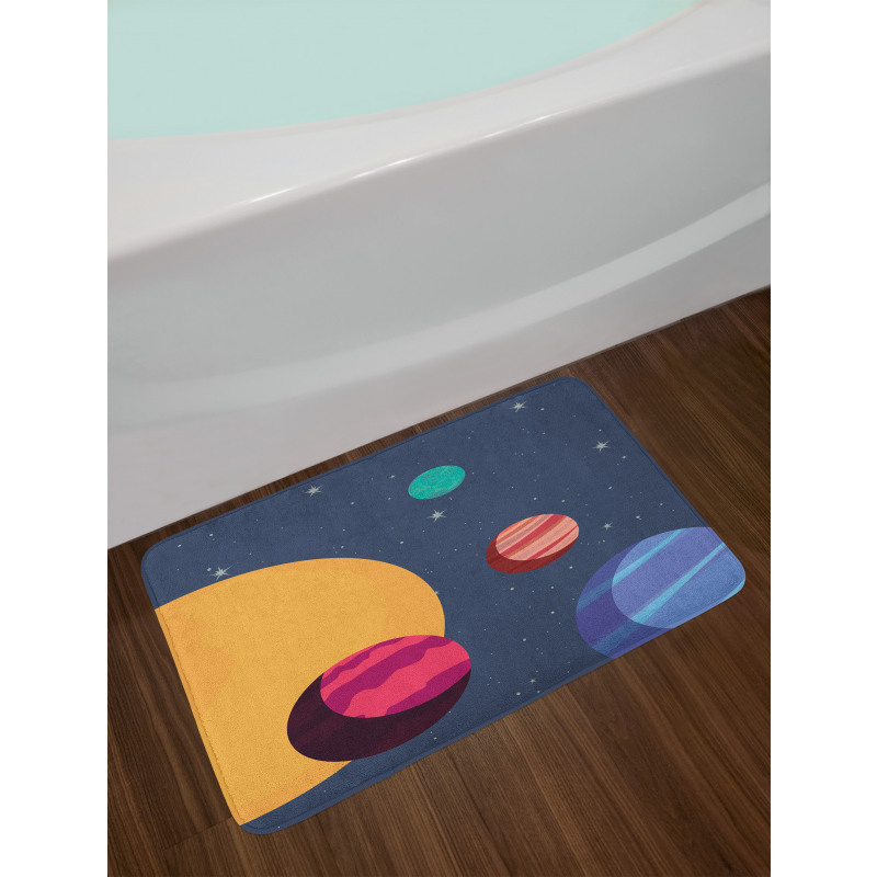 Cartoon Colorful Planets Bath Mat