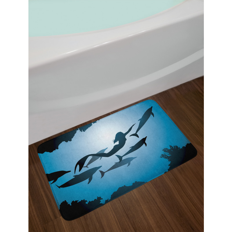 Mermaid and Dolphins Bath Mat