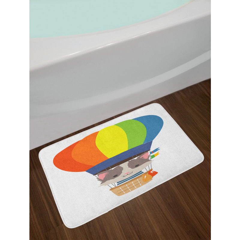 Cartoon Kitten Sky Bath Mat