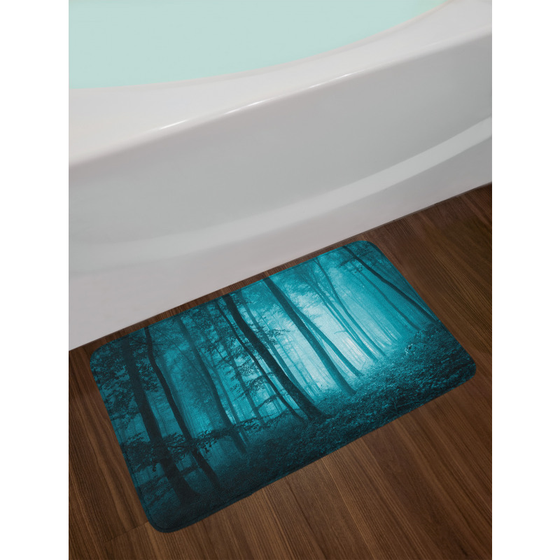 Foggy Dark Country Forest Bath Mat