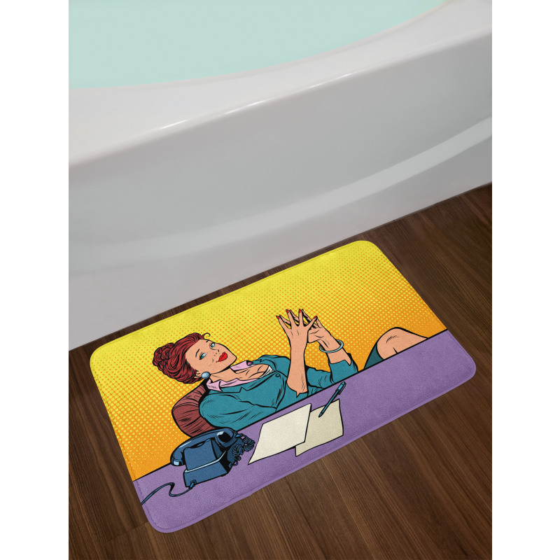 Pop Art Businesswoman Bath Mat