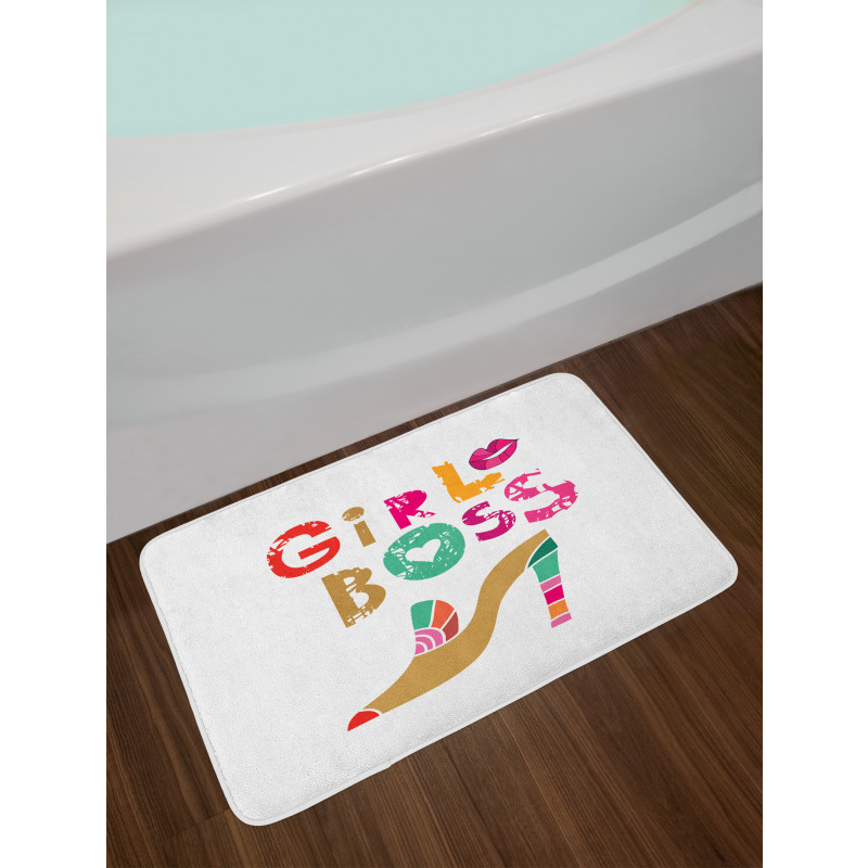 High Heel and Woman Lips Bath Mat