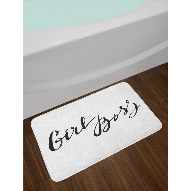 Monochrome Feminine Text Bath Mat