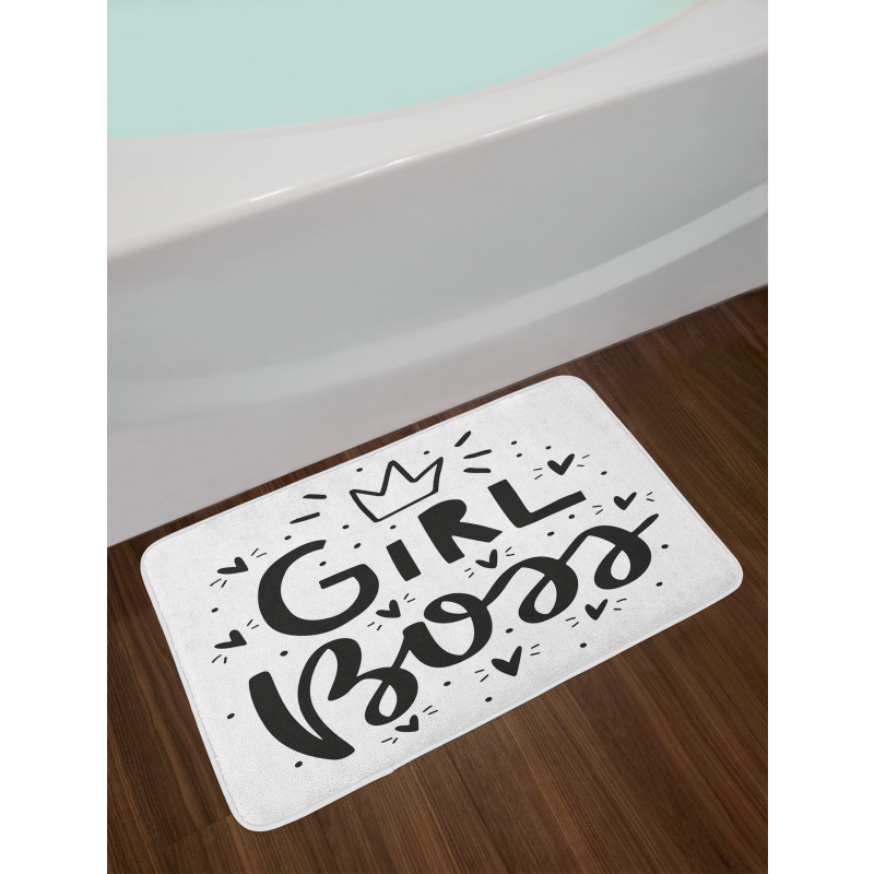 Hearts Crown and Words Bath Mat