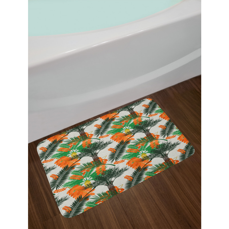 Date Palm Tree with Leaves Bath Mat