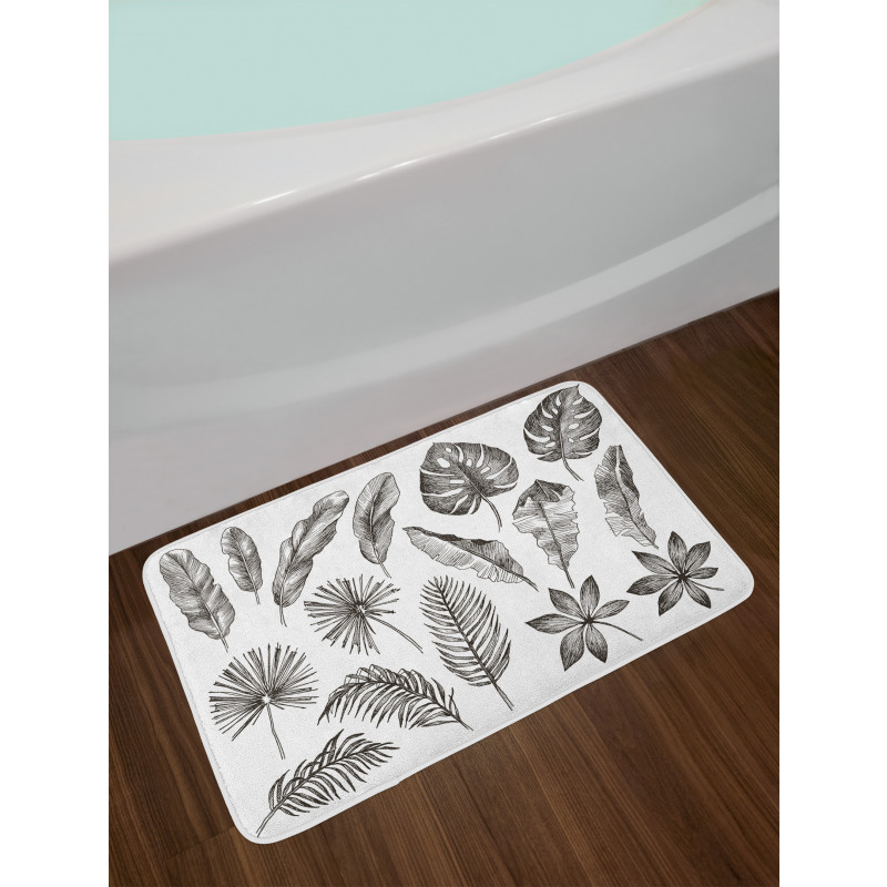 Monochrome Exotic Leaf Bath Mat