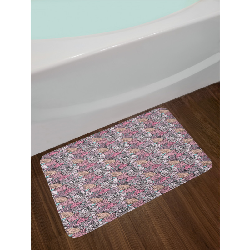 Pastel Tropical Leaves Bath Mat