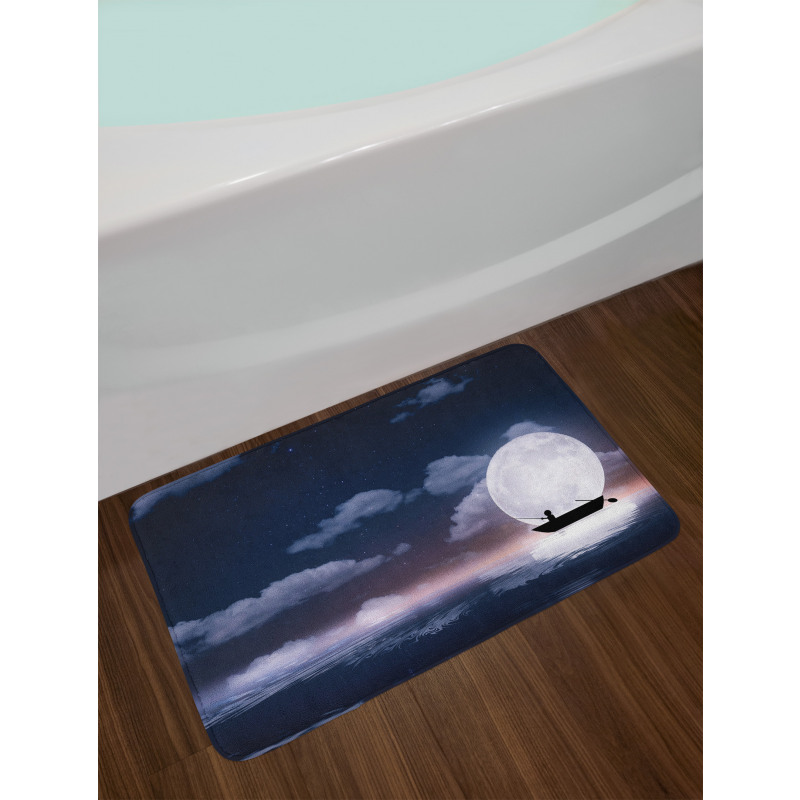 Fisherman in Boat Night Bath Mat