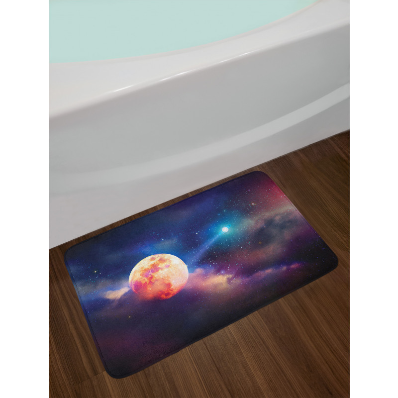 Cosmic Scene with Planets Bath Mat