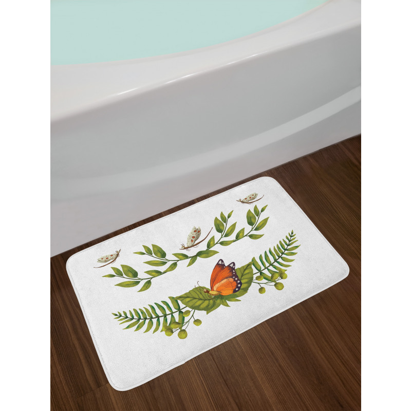 Leafy Branches Butterflies Bath Mat