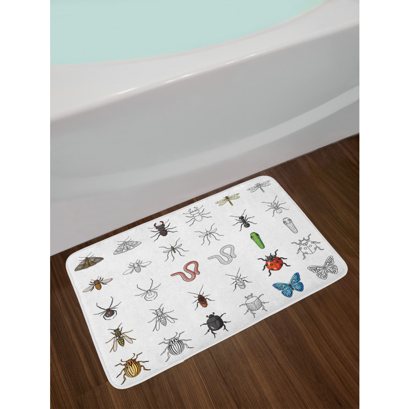 Colored Outline Creatures Bath Mat