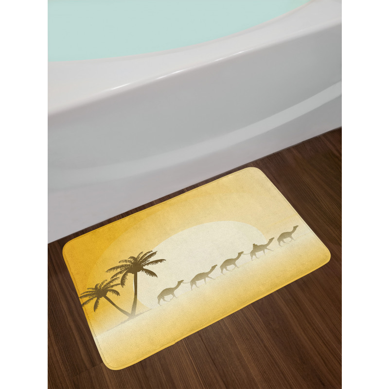 Camel Caravan and Palm Trees Bath Mat