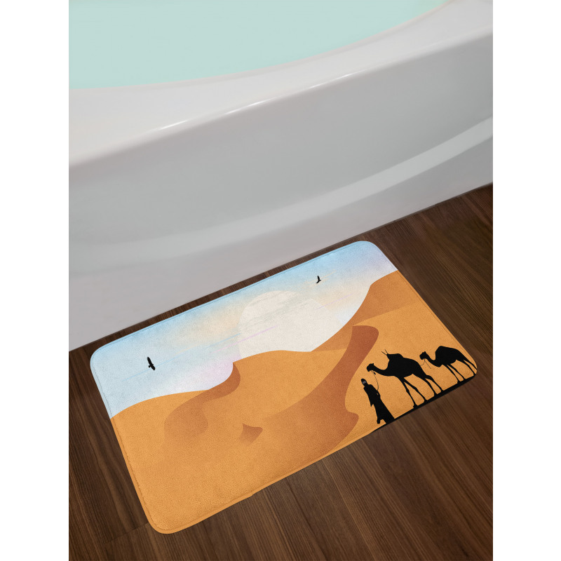 Camels and Man Silhouette Art Bath Mat