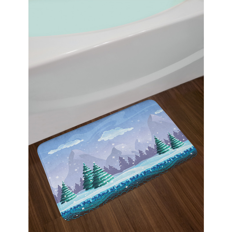 Mountains Hills Trees Bath Mat