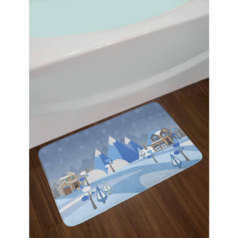 Wintry Outdoors Houses Bath Mat