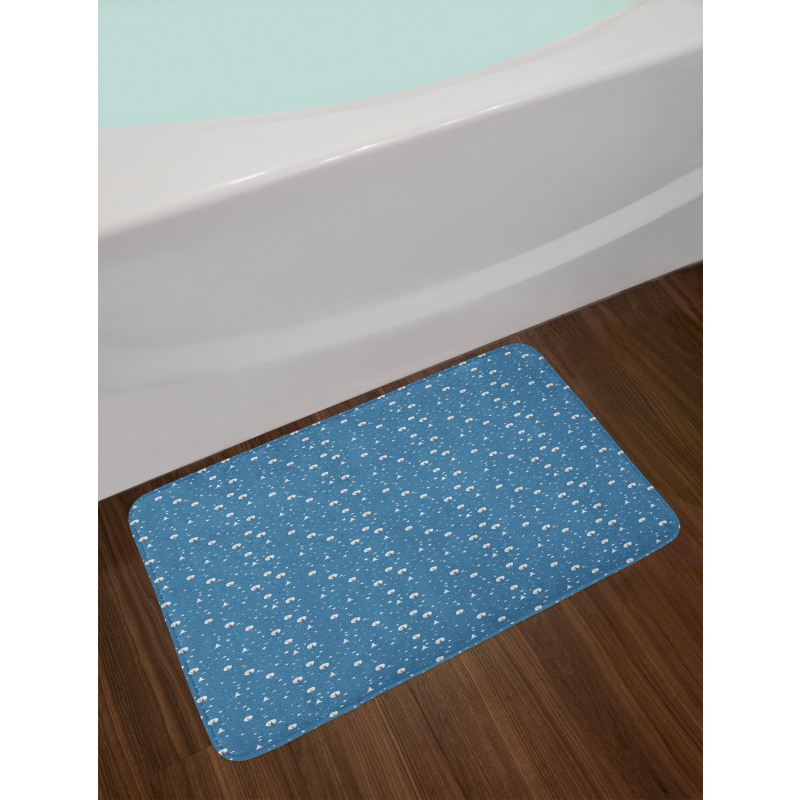 Doodle Style Wintry Items Bath Mat