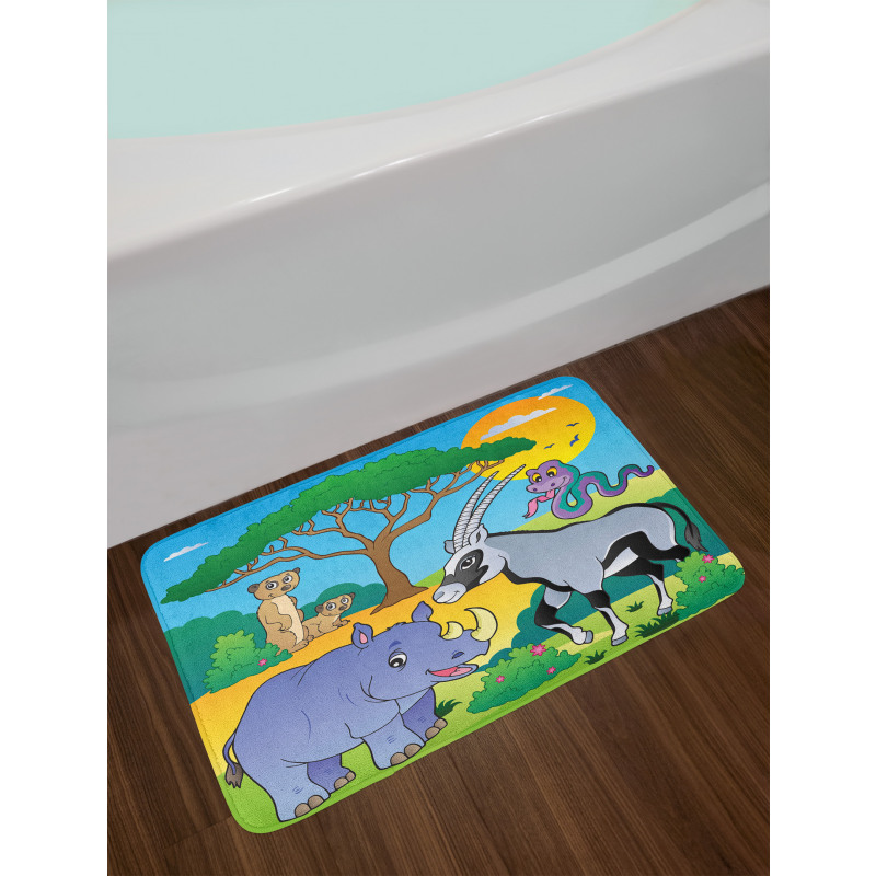 Rhino Antelope Snake Meerkat Bath Mat