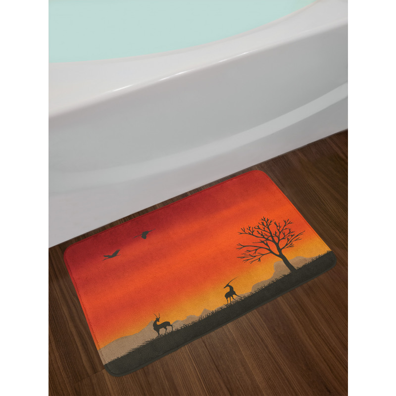 Tree and Animals Landscape Bath Mat