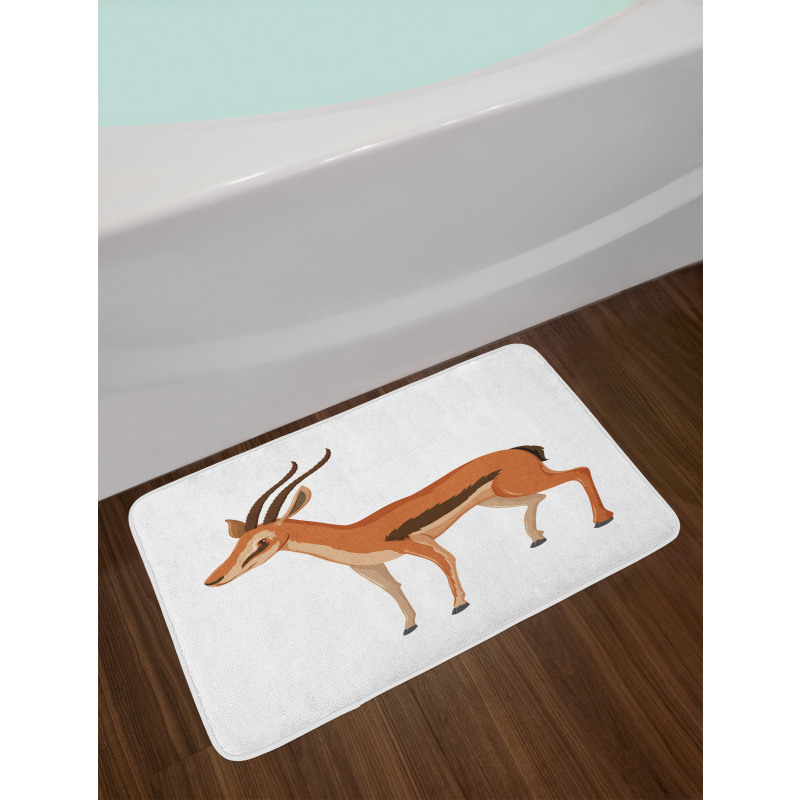 Cartoon Animal on Plain Bath Mat