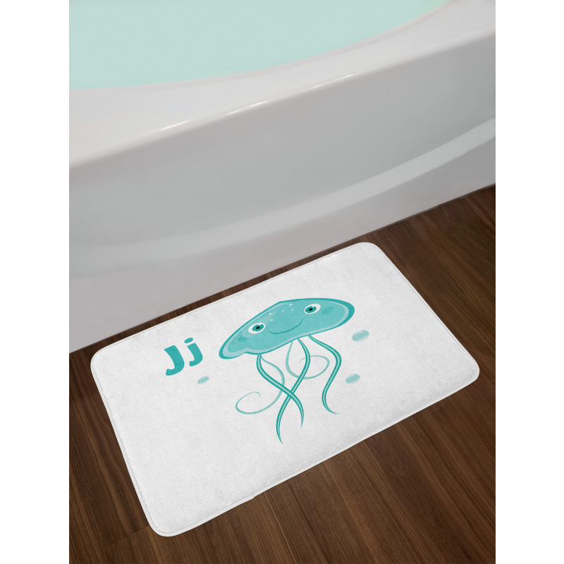 Letter J Cartoon Animal Bath Mat