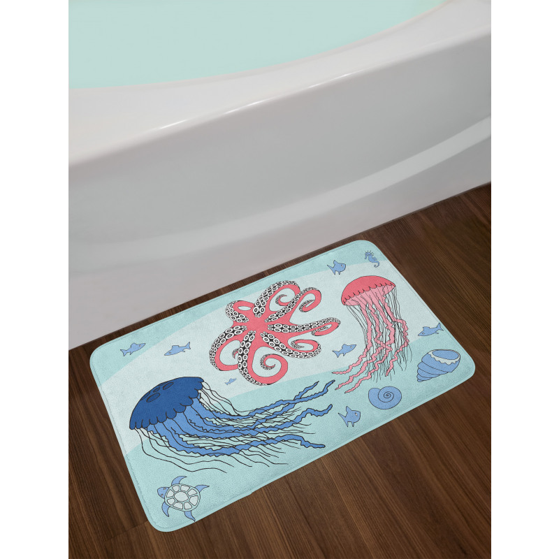 Cartoon Undersea Animal Bath Mat