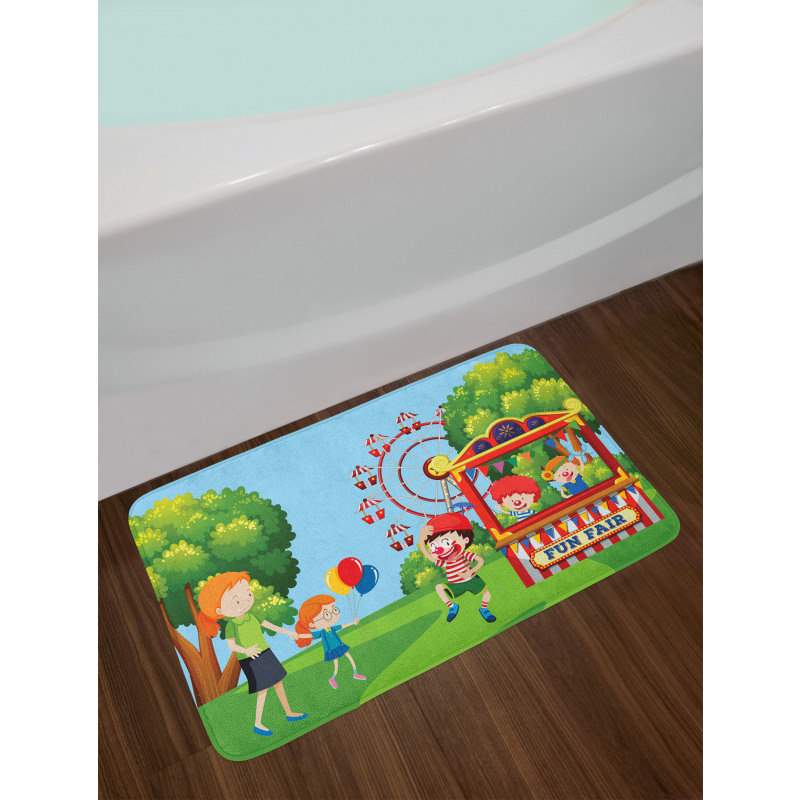 Cheerful Children at Fun Fair Bath Mat