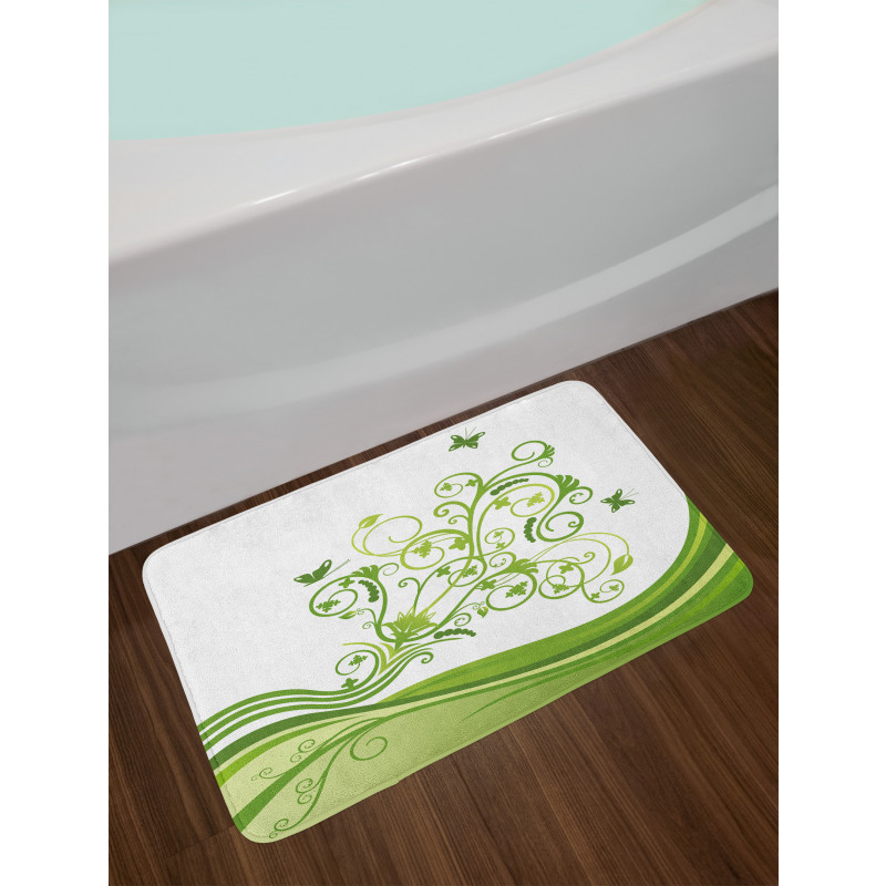 Colorful Botanical Leaves Bath Mat