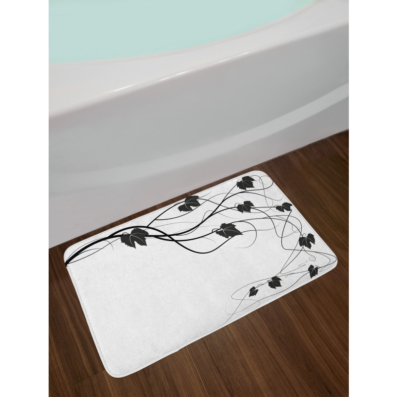 Monotone Abstract Leaves Art Bath Mat