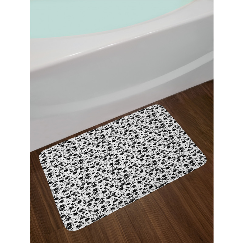 Monotone Intertwined Rosebuds Bath Mat