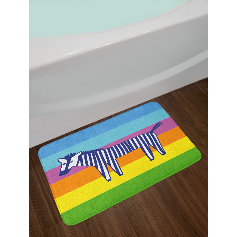 Doodle Animal Stripes Bath Mat