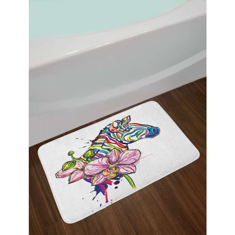 Animal Orchid Ink Art Bath Mat