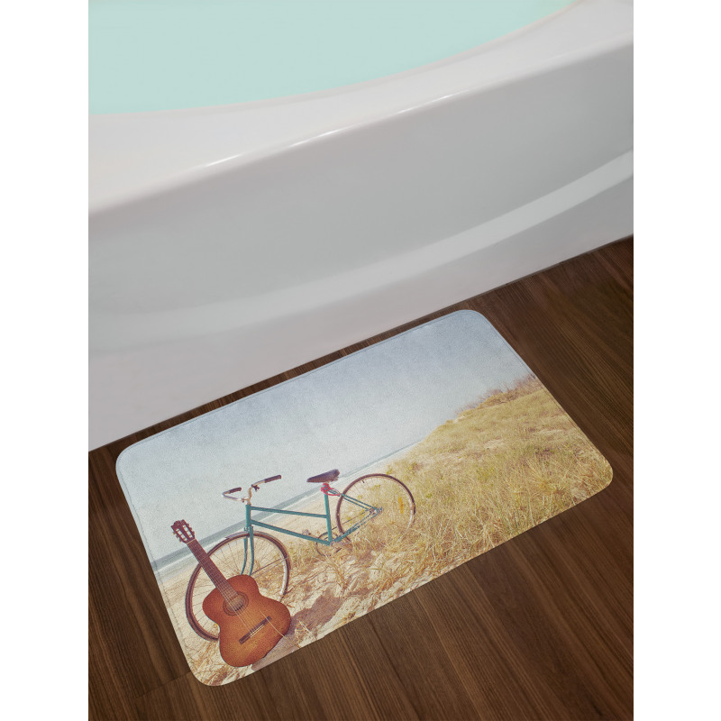 Old Vintage Guitar Beach Bath Mat