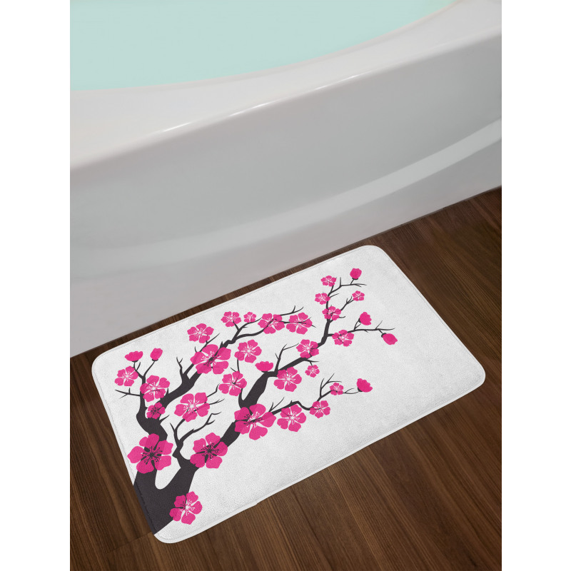 Floral Sakura Tree Bath Mat