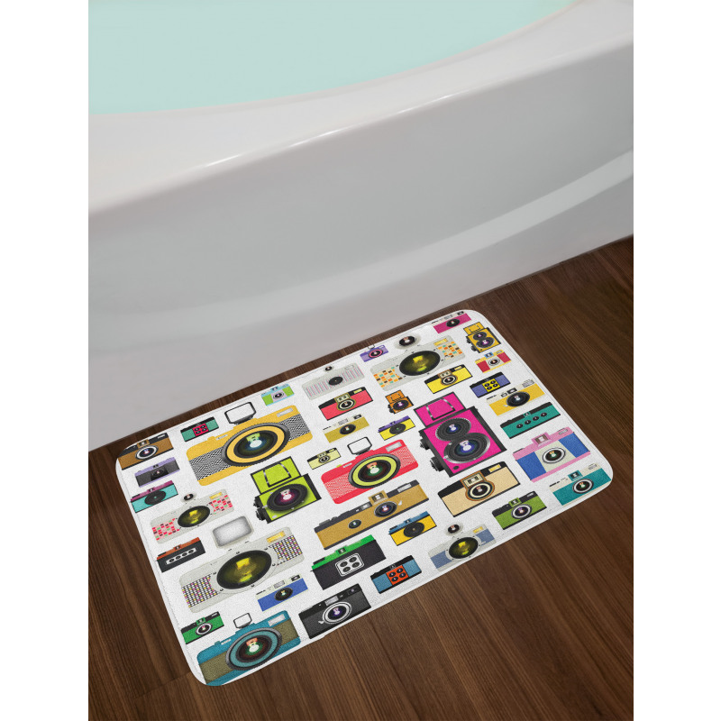 Vintage Old Cameras Bath Mat