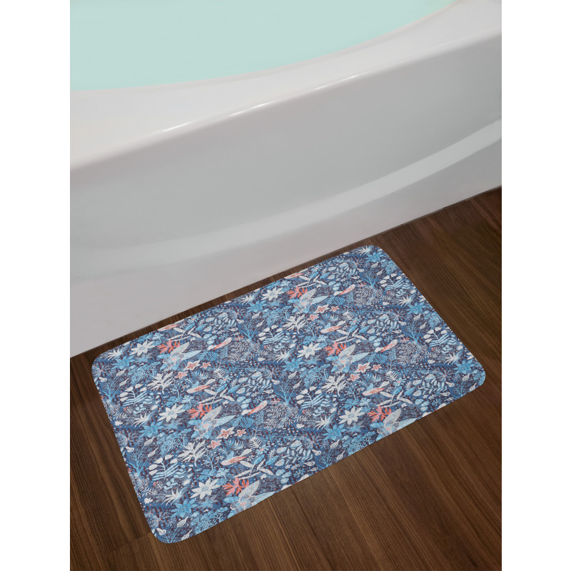 Oriental Petals on Stripes Bath Mat