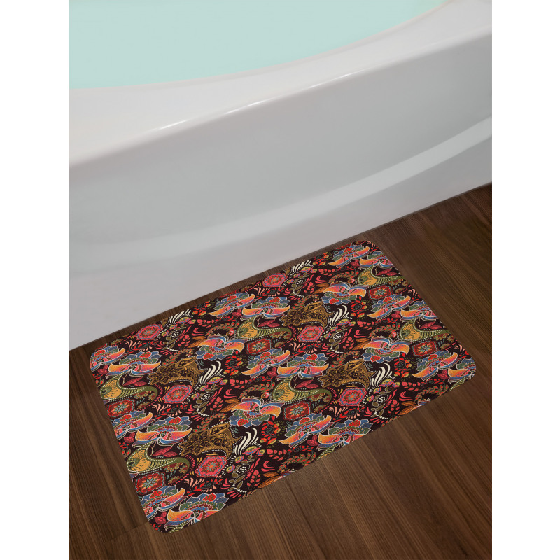 Jumble Warm Tone Floral Bath Mat