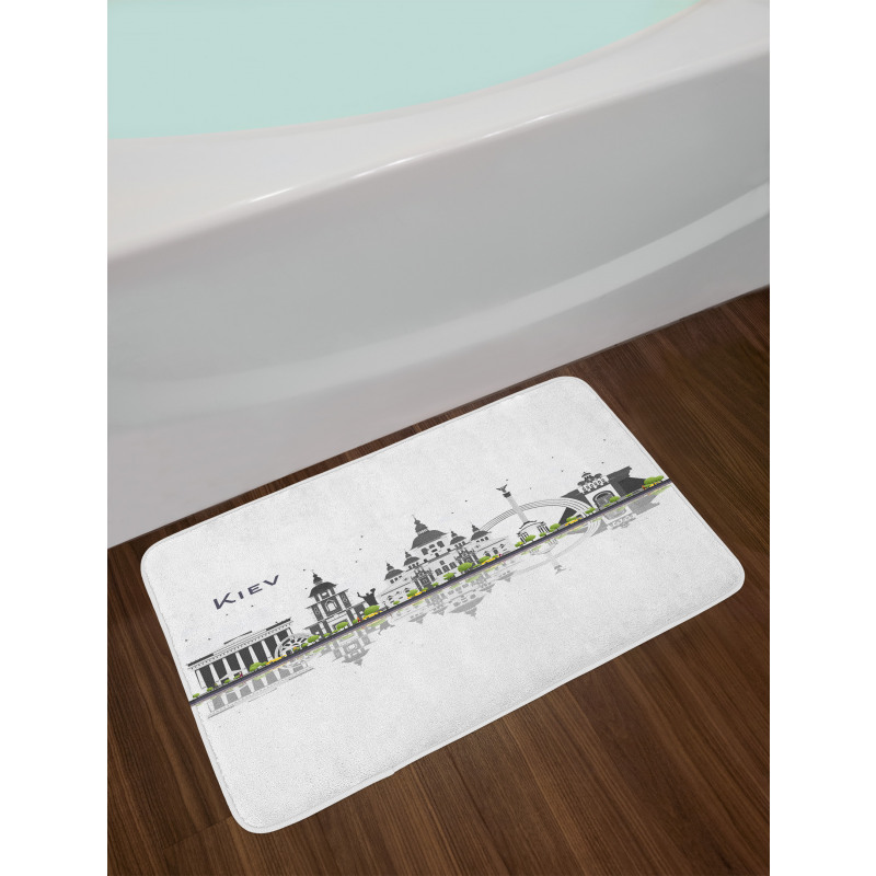 Kiev Skyline Reflection Art Bath Mat