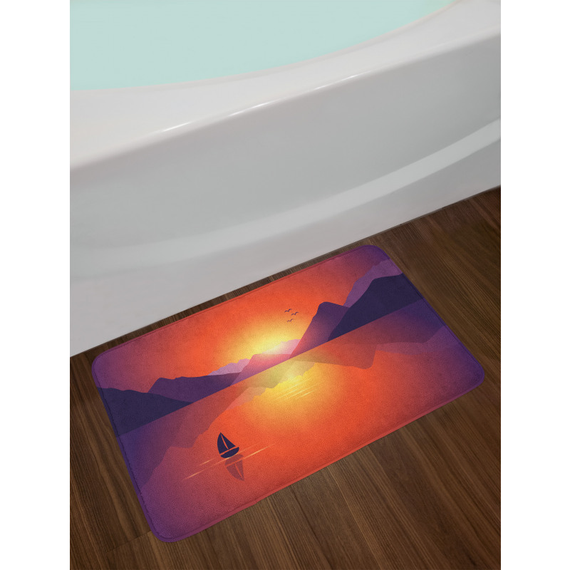 Lonely Sailboat at Sunset Bath Mat