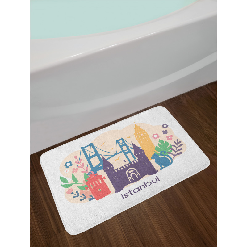 Floral Istanbul Landmarks Bath Mat