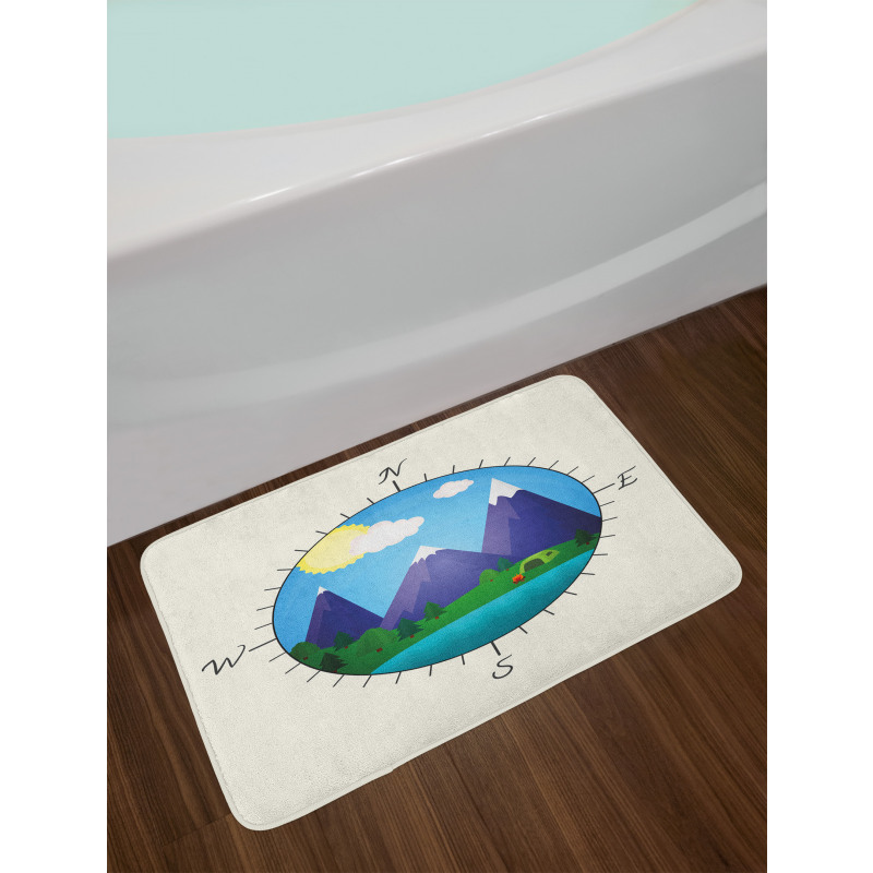 Adventurous Compass Design Bath Mat