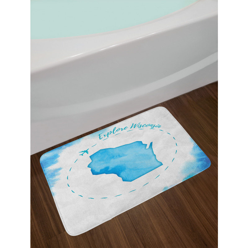 Explore Wisconsin Map Design Bath Mat