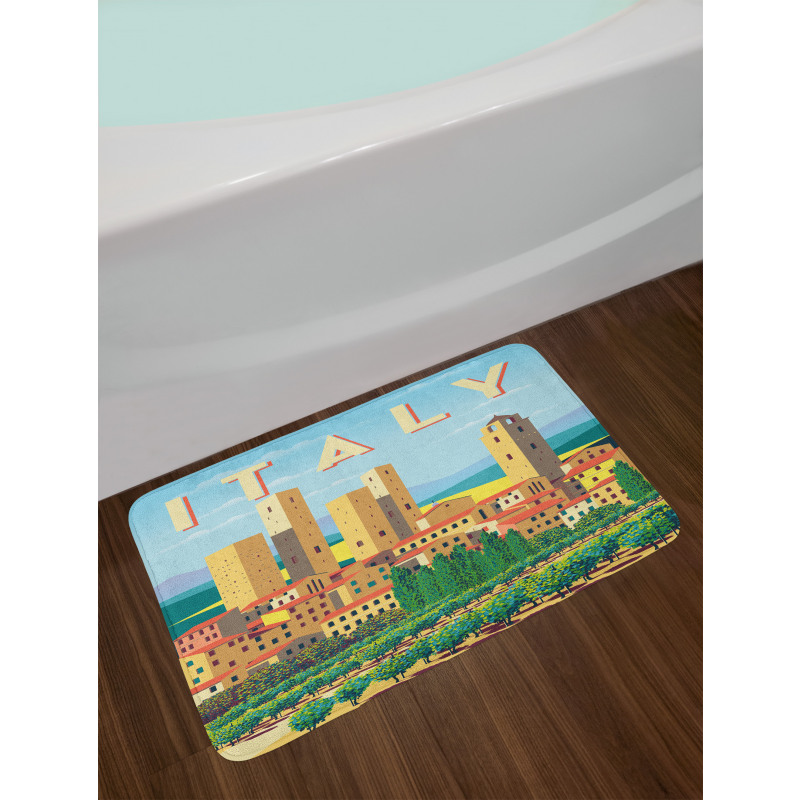 Summer Season Rural Landscape Bath Mat