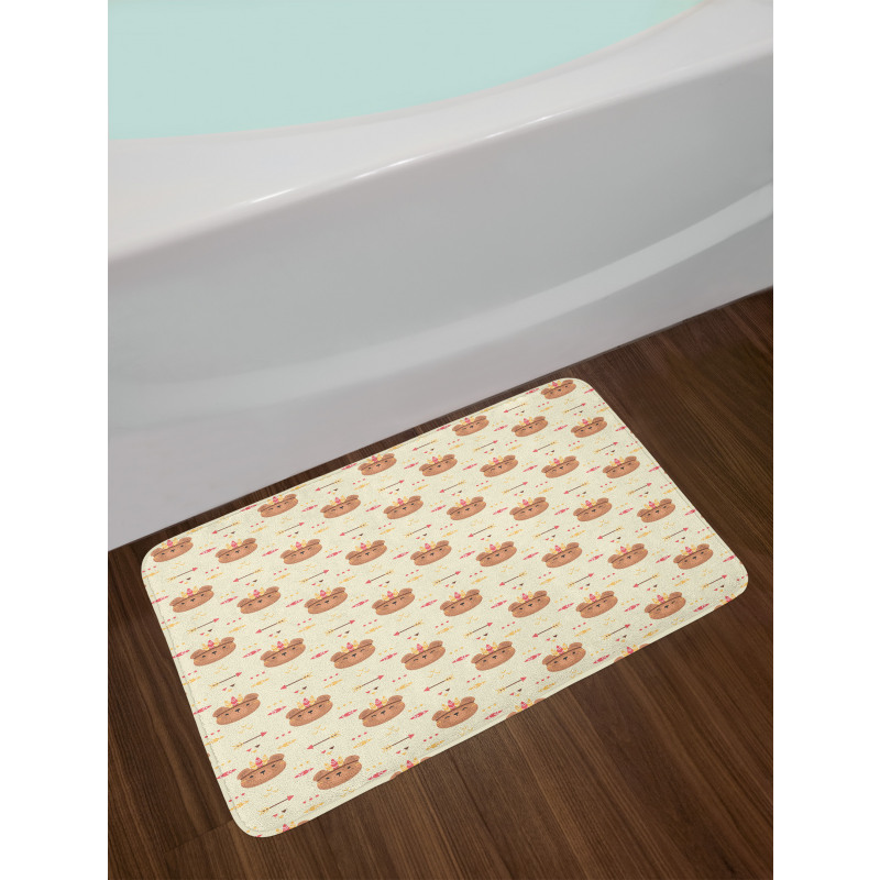 Tribal Bear Heads Bath Mat