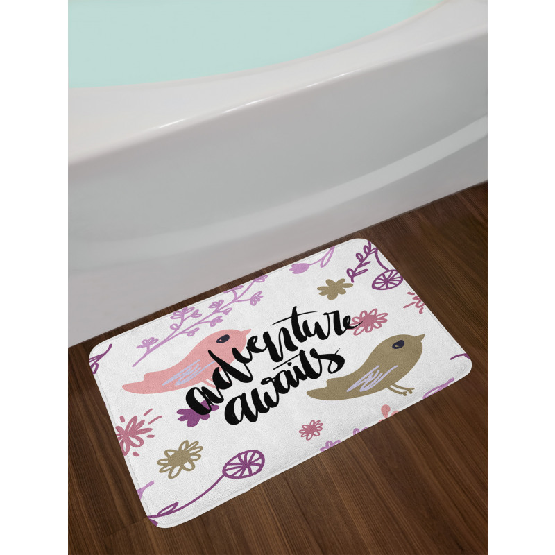 Sketch Floral Text Bath Mat