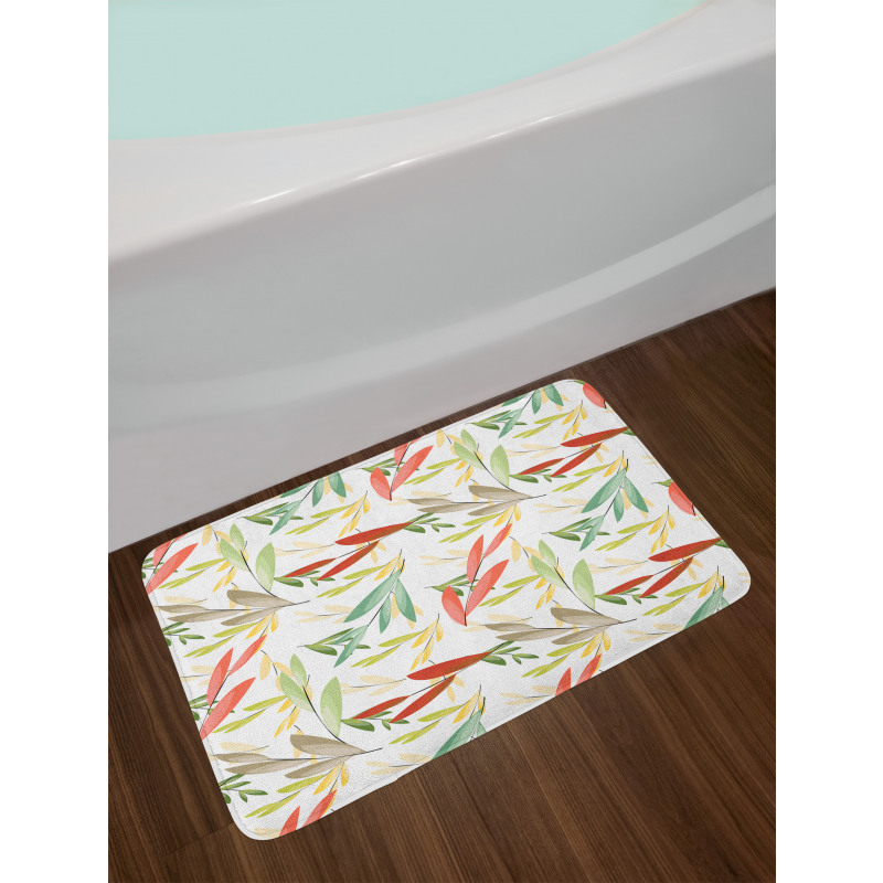 Abstract Modern Leaves Bath Mat