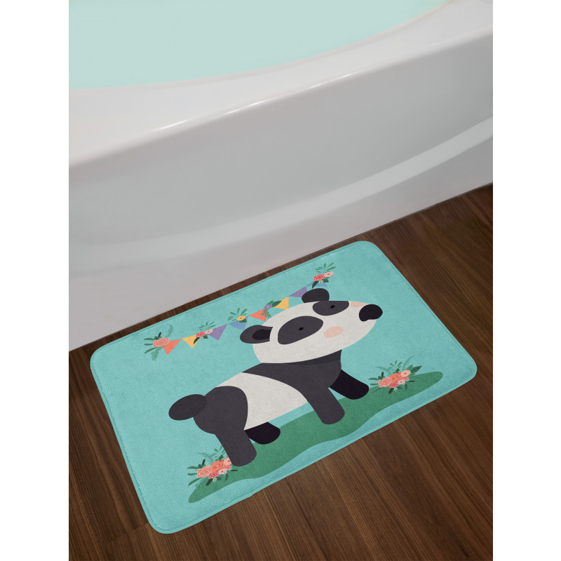 Children's Party with Flowers Bath Mat