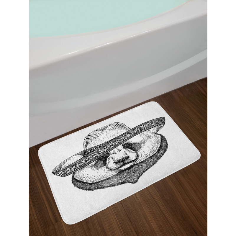 Single Panda Face in a Hat Bath Mat